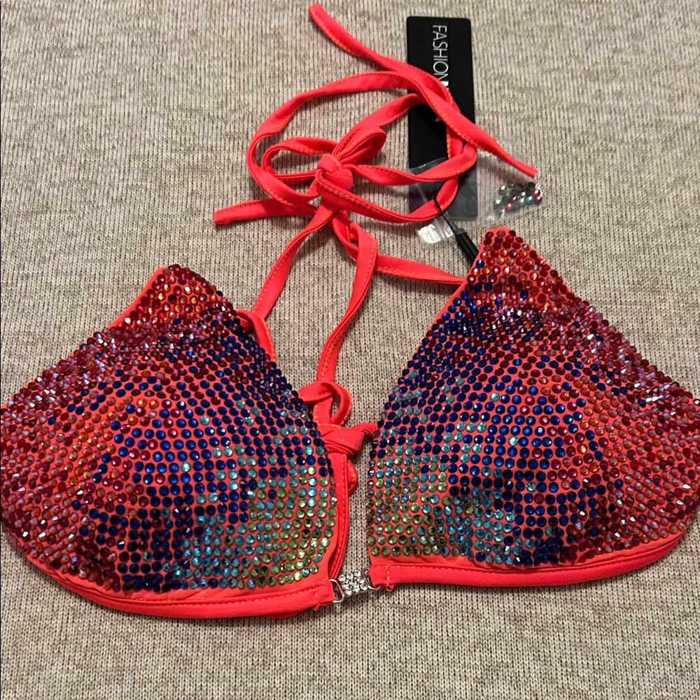 Fashion Nova Multicolor Sequin Bikini Top